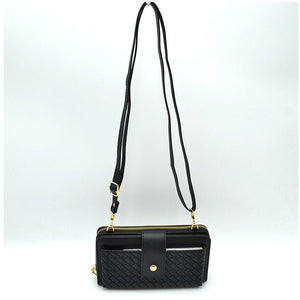 Weaving wallet crossbody bag - black