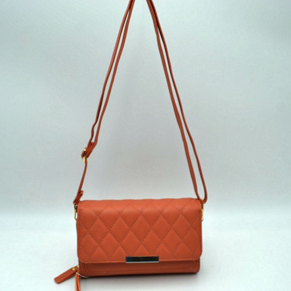 Quilted fold-over crossbody bag - apricot