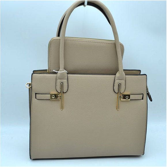 2-in-1 small tote with wallet - stone