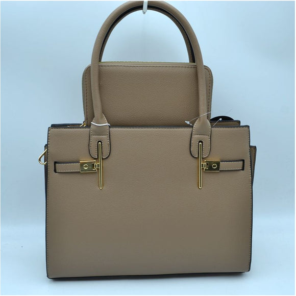 2-in-1 small tote with wallet - taupe