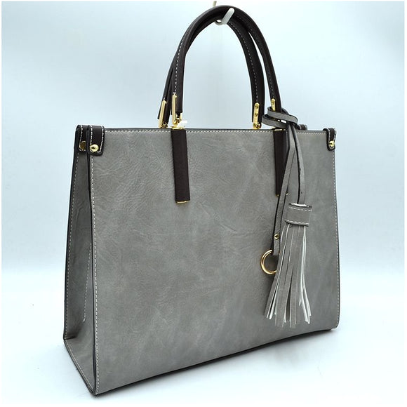 Classic tote with tassel - grey