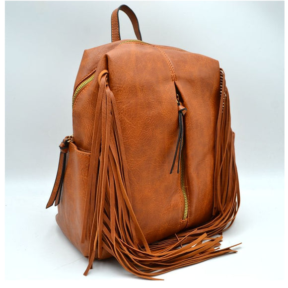 Fringe backpack - brown