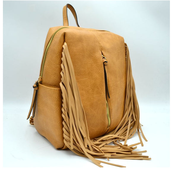 Fringe backpack - tan