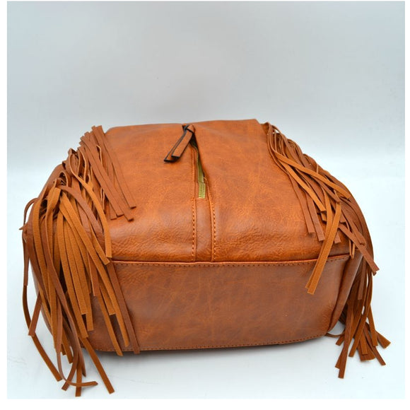 Fringe backpack - brown
