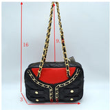 Small leather jacket chain crossbody bag - red