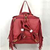 Convertible fringe leather jacket tote & backpack - brown