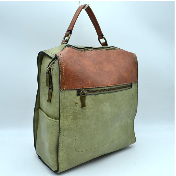 Color-block backpack - olive