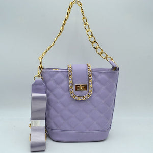 Deco-lock quilted chain shoulder bag - lilac