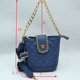 Deco-lock quilted chain shoulder bag - M.blue