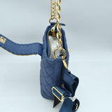 Deco-lock quilted chain shoulder bag - M.blue