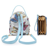 Butter & flower printed backpack with wallet - black