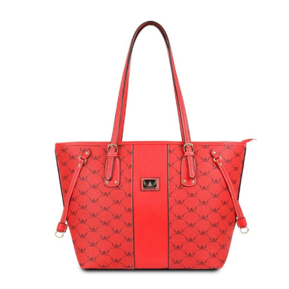 Patent Wendy Keen monogram color-block tote - red