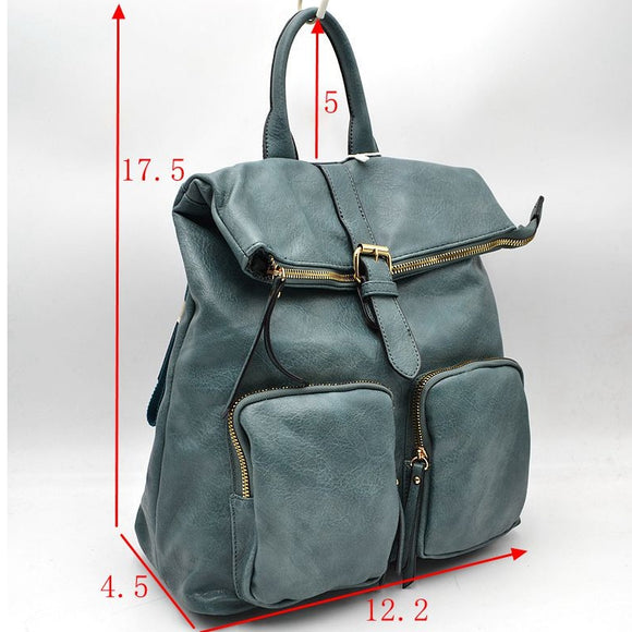 Fold-over belted backpack - stone