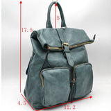Fold-over belted backpack - brown