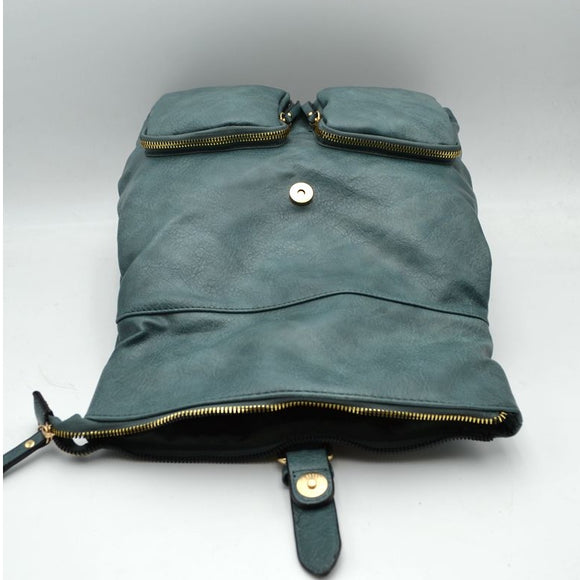 Fold-over belted backpack - dark blue
