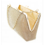 Women Rhinestone Crystal Mesh Clutch Bag - gold