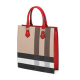 3-in-1 plaid pattern tote with wallet - black