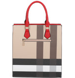 3-in-1 plaid pattern tote with wallet - black