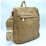 Convertible backpack tote with fashion strap - mocha