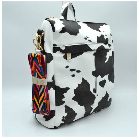 Convertible backpack tote with fashion strap - cow