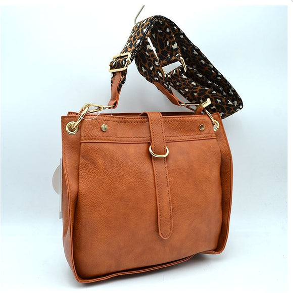 Fashion strap shoulder bag - brown