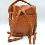 Utility leather backpack - brown