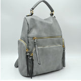 Utility leather backpack - grey