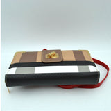 Monogram turn-lock wallet crossbody bag - khaki/red