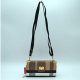 Plaid turn-lock wallet crossbody bag - black/brown