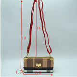 Plaid turn-lock wallet crossbody bag - brown