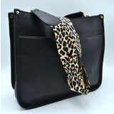 Classic shoulder bag with fashion strap - black