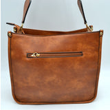 Classic shoulder bag with fashion strap - brown
