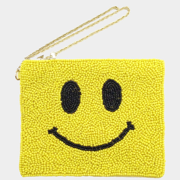 Smile Beaded Mini Pouch Bag