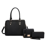 3-in-1 Tote, crossbody and wallet set - black