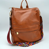 Convertible backpack shoulder bag with fashion strap - brown