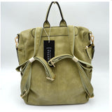 Zipper around convertible backpack shoulder bag with fashion strap - sage