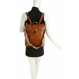 Zipper around convertible backpack shoulder bag with fashion strap - denim