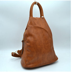 Double top handle backpack - brown