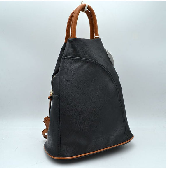 Double top handle backpack - black