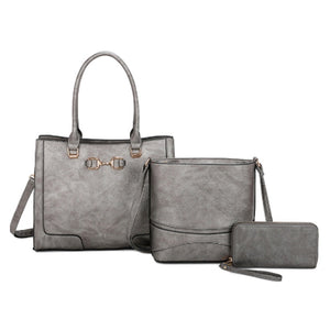 3-in-1 handbag set - pewter