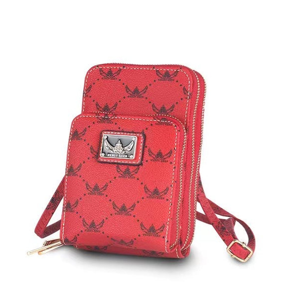 Patent Wendy Keen monogram cell phone crossbody bag - red