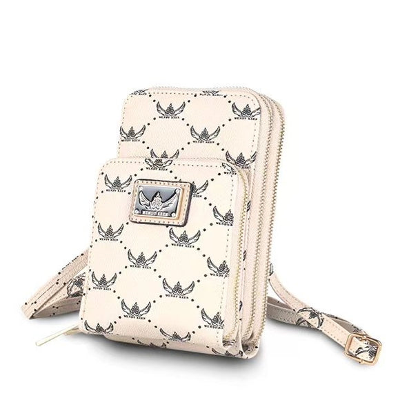 Patent Wendy Keen monogram cell phone crossbody bag - apricot
