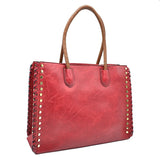 Sidded stud tote - red