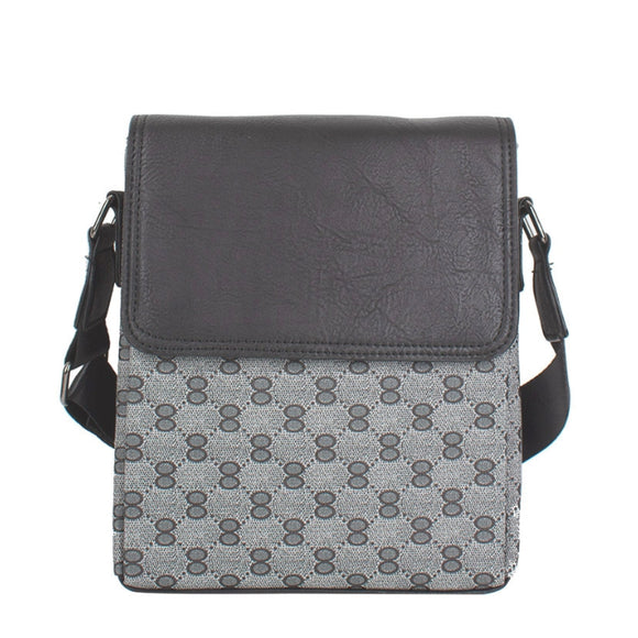 Monogram pattern crossbody bag - grey