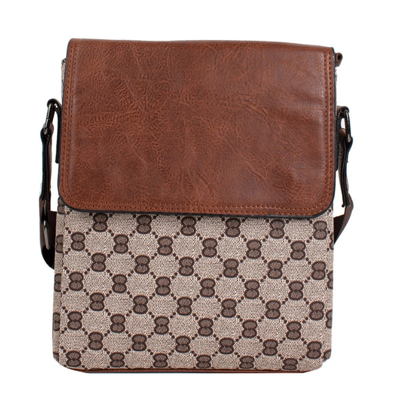 Monogram pattern crossbody bag - brown