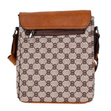 Monogram pattern crossbody bag - brown