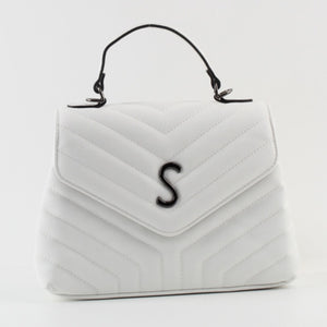 Quilted fold-over tote - white