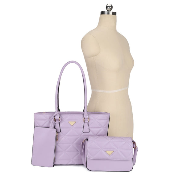 3-in-1 quilted tote set - taupe
