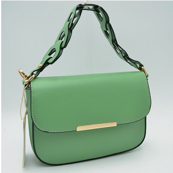 Linked handble small crossbody bag - green