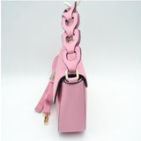 Linked handble small crossbody bag - baby pink